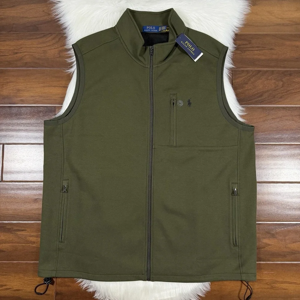 Polo Ralph Lauren Men's Size 2XLT Green Full Zip Double Knit Vest Jacket